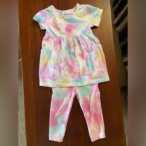Wonder Nation girls 12 mo pastel tie-dye top & Garanimals pastel tie-dye pants
